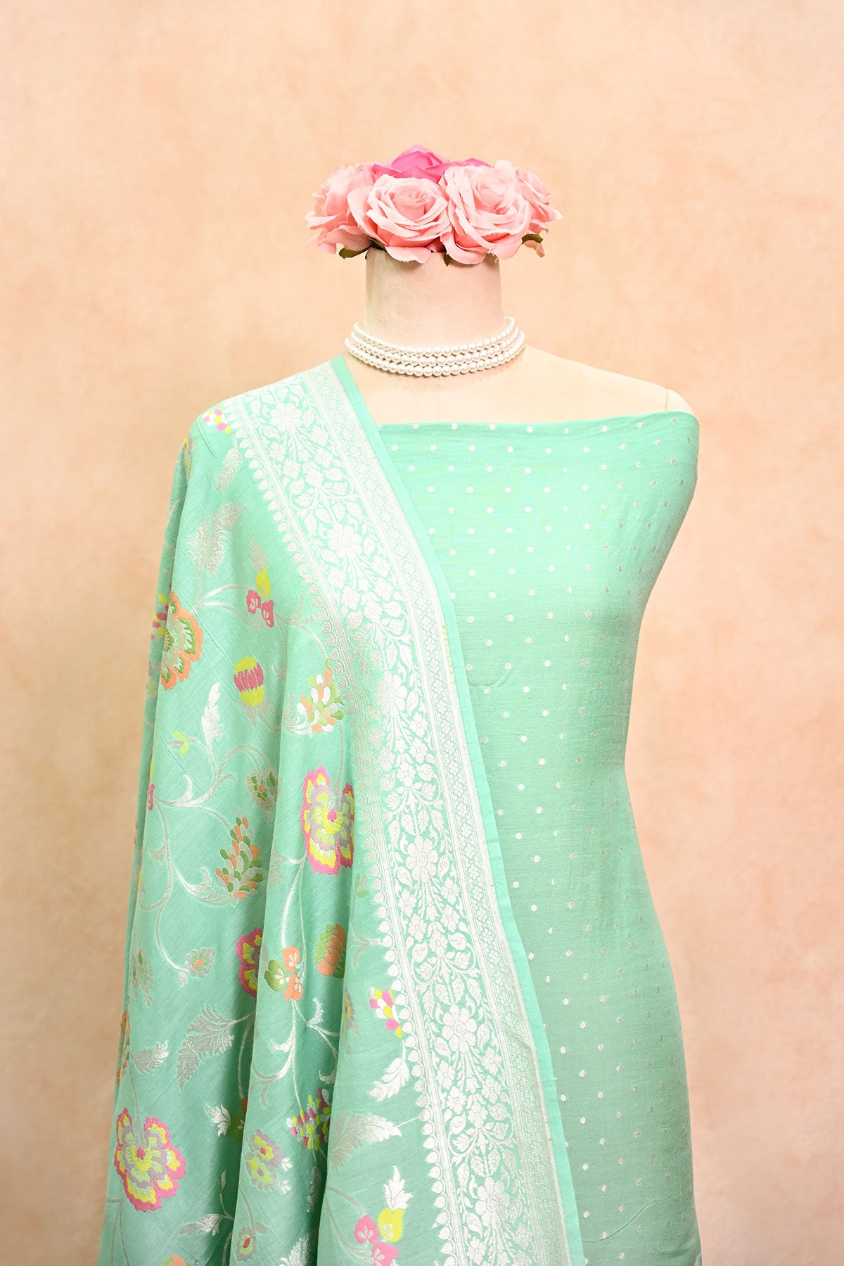 Sea Green Banarasi Moonga Tussar Suit
