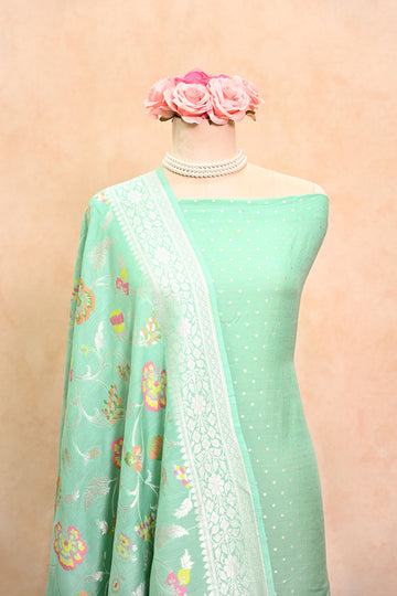 Sea Green Banarasi Moonga Tussar Suit