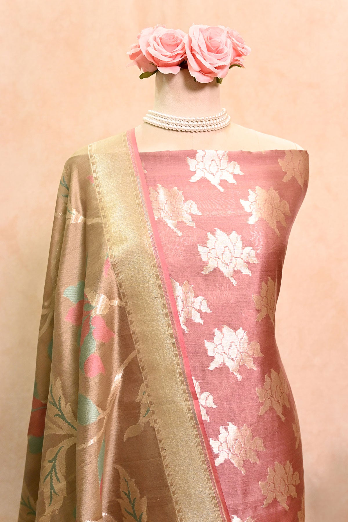 Soft brown Banarasi Dupion Silk Suit