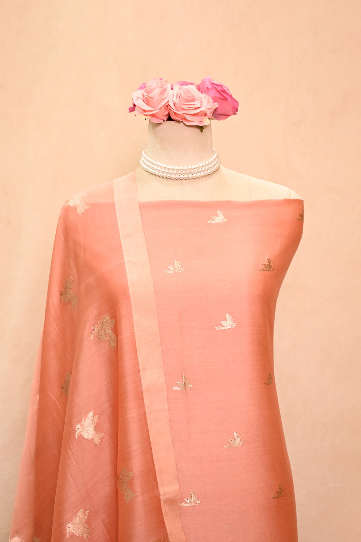 Peach Chiniya Silk Banarasi Suit