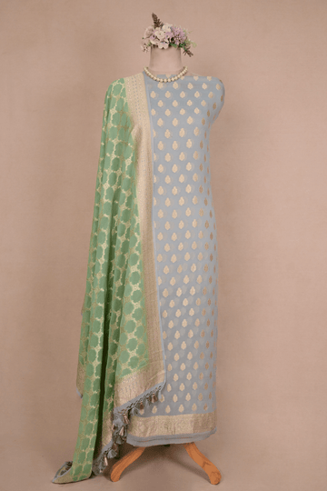 Sea Blue Banarasi Khaddi Georgette Suit