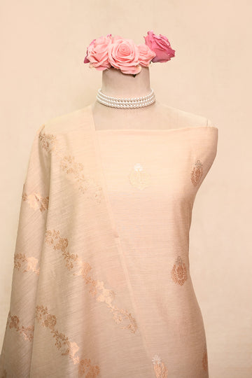 Beige Moonga Silk Banarasi Suit