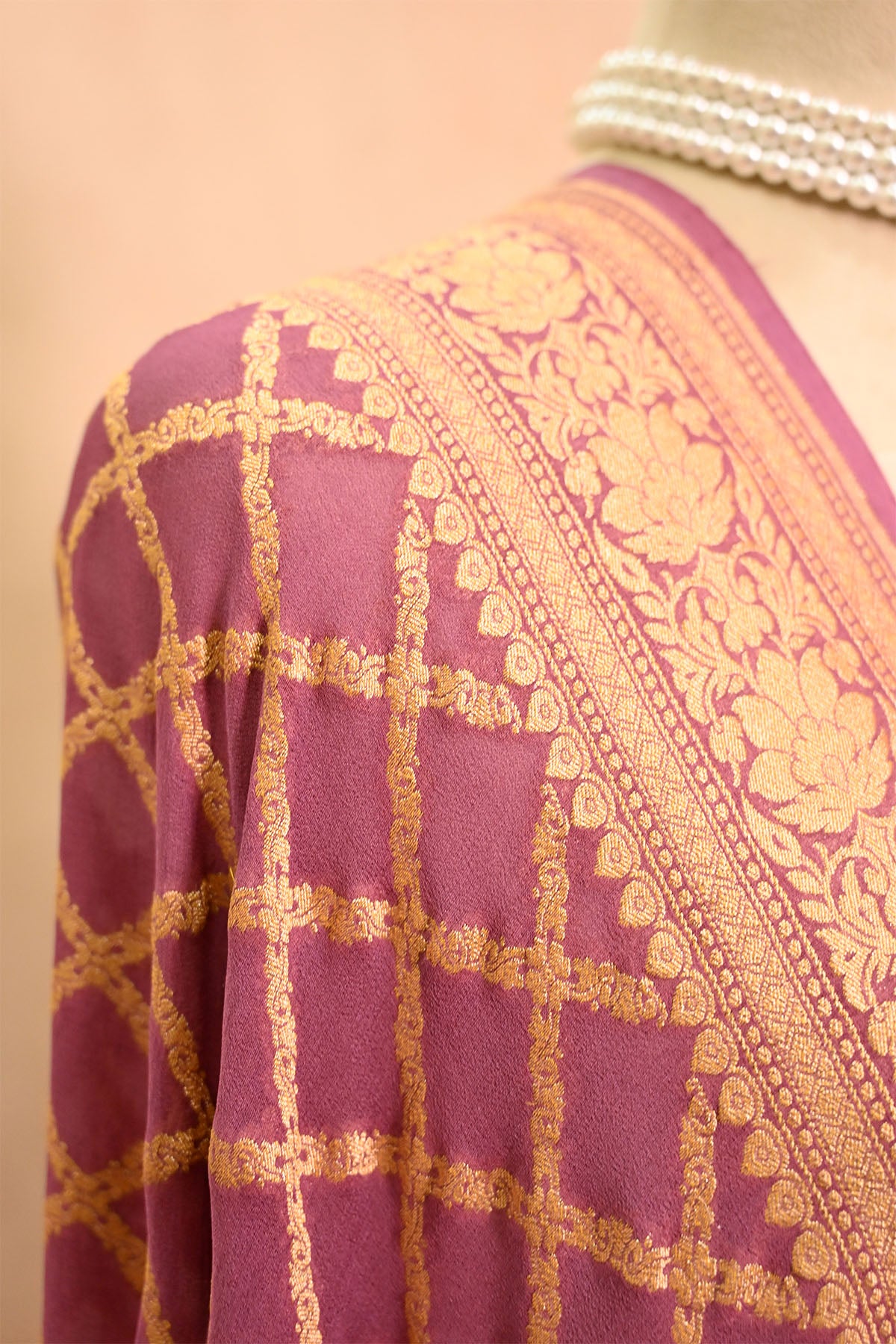 Mulberry Purple Khaddi Georgette Banarasi Dupatta