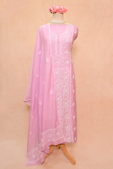 Light Lavender Chanderi Chikankari Suit