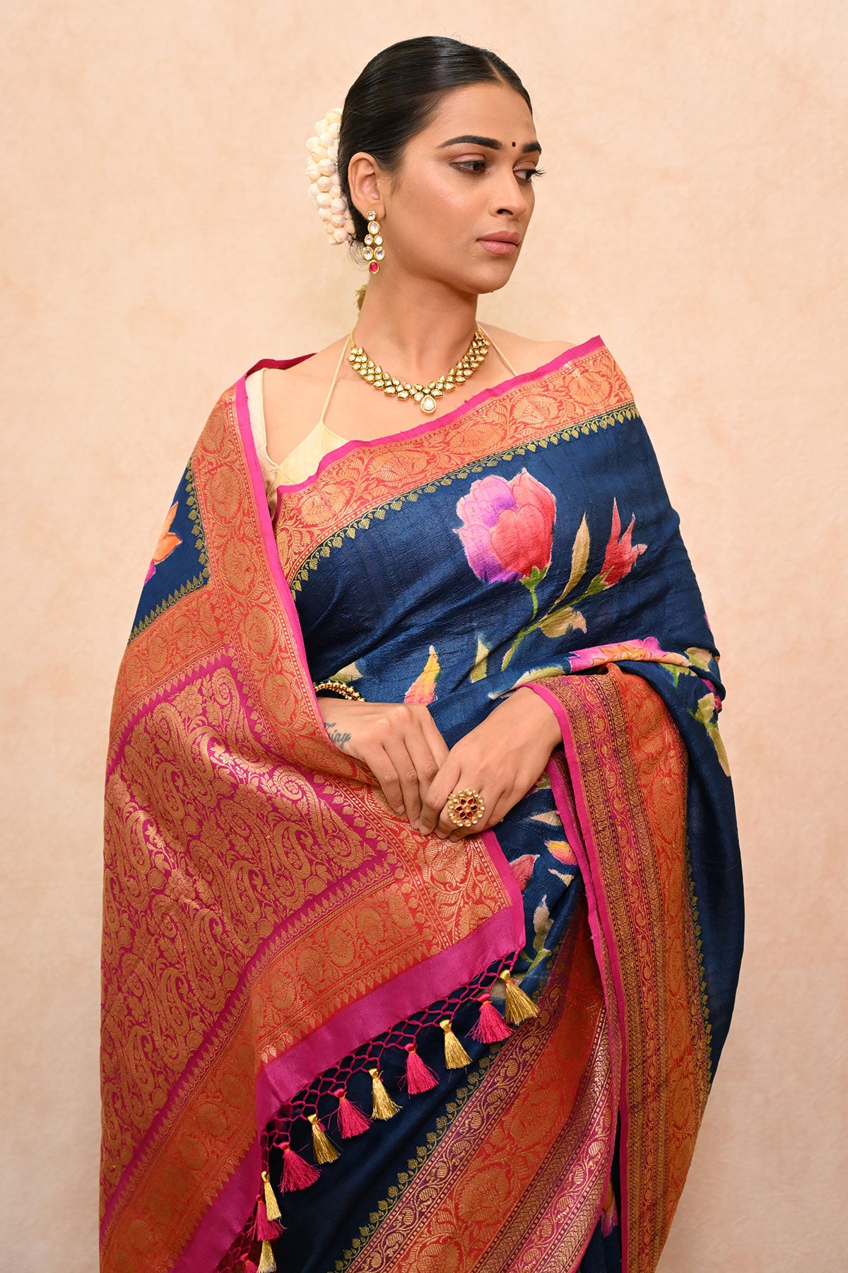 Tussar Georgette Banarasi Saree with Hand Brush Dye