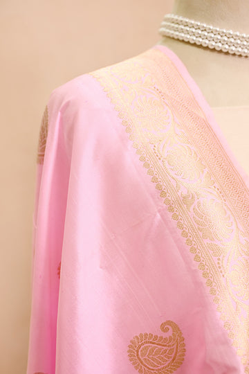 Blush Pink Katan Silk Banarasi Dupatta