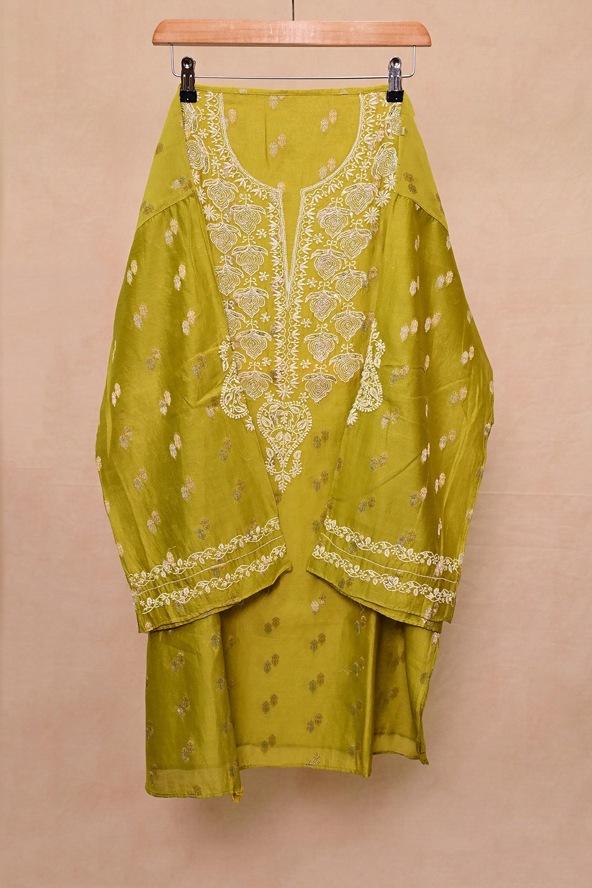 Green Chanderi Chikankari Co-ord set