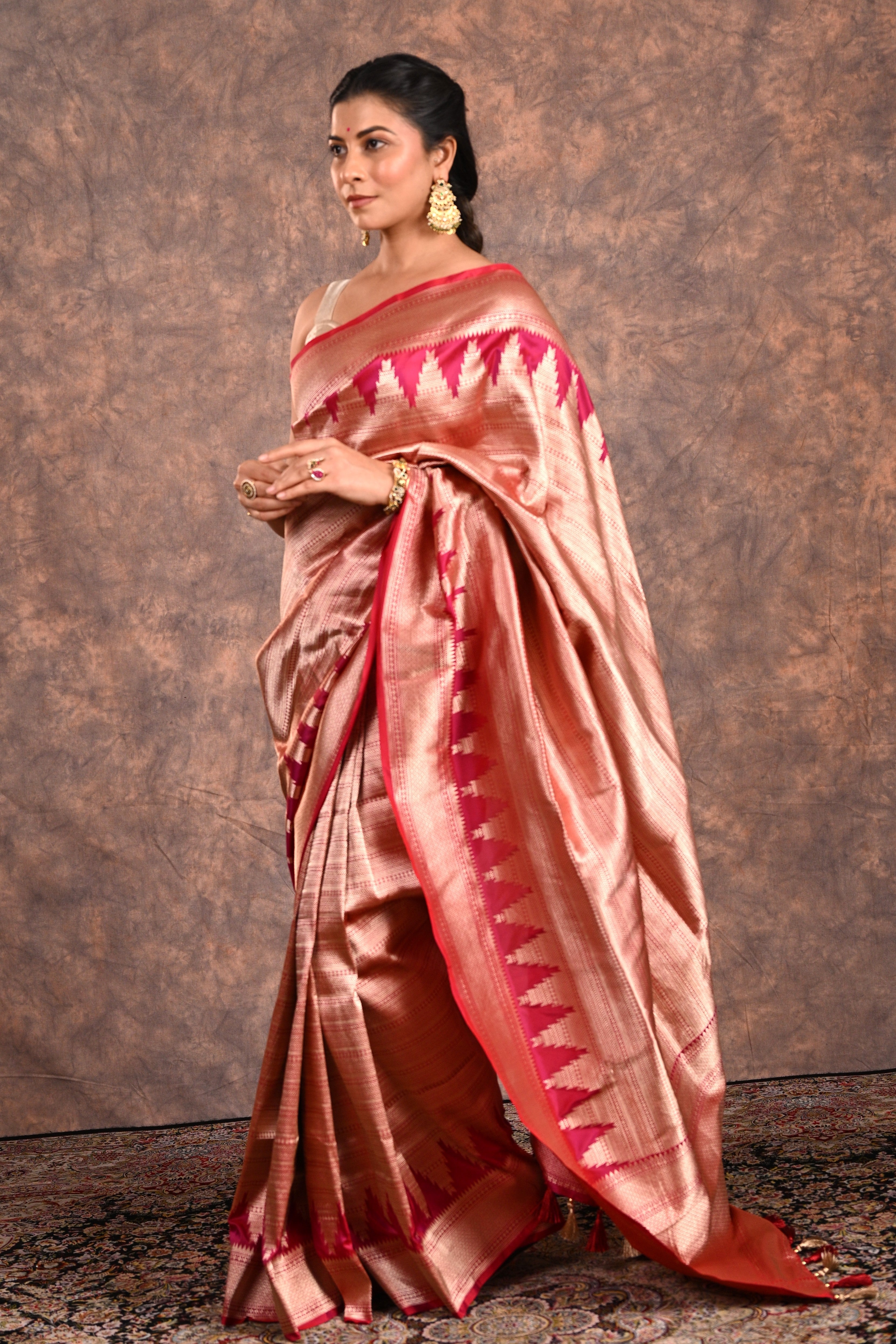 Ruby Red Katan Silk Banarasi Saree