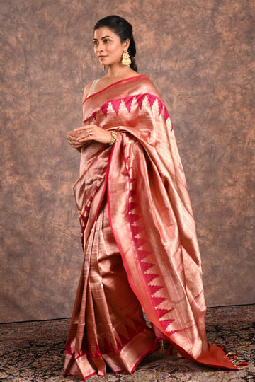 Ruby Red Katan Silk Banarasi Saree