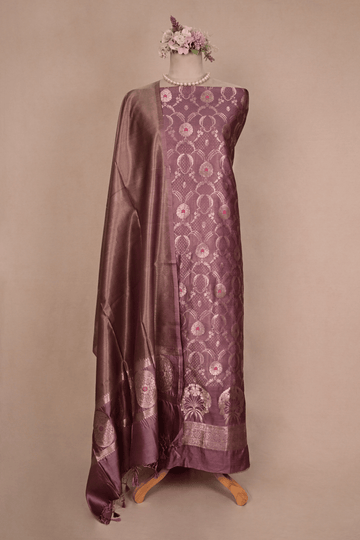 Metallic Purple Banarasi Mulberry Silk Suit