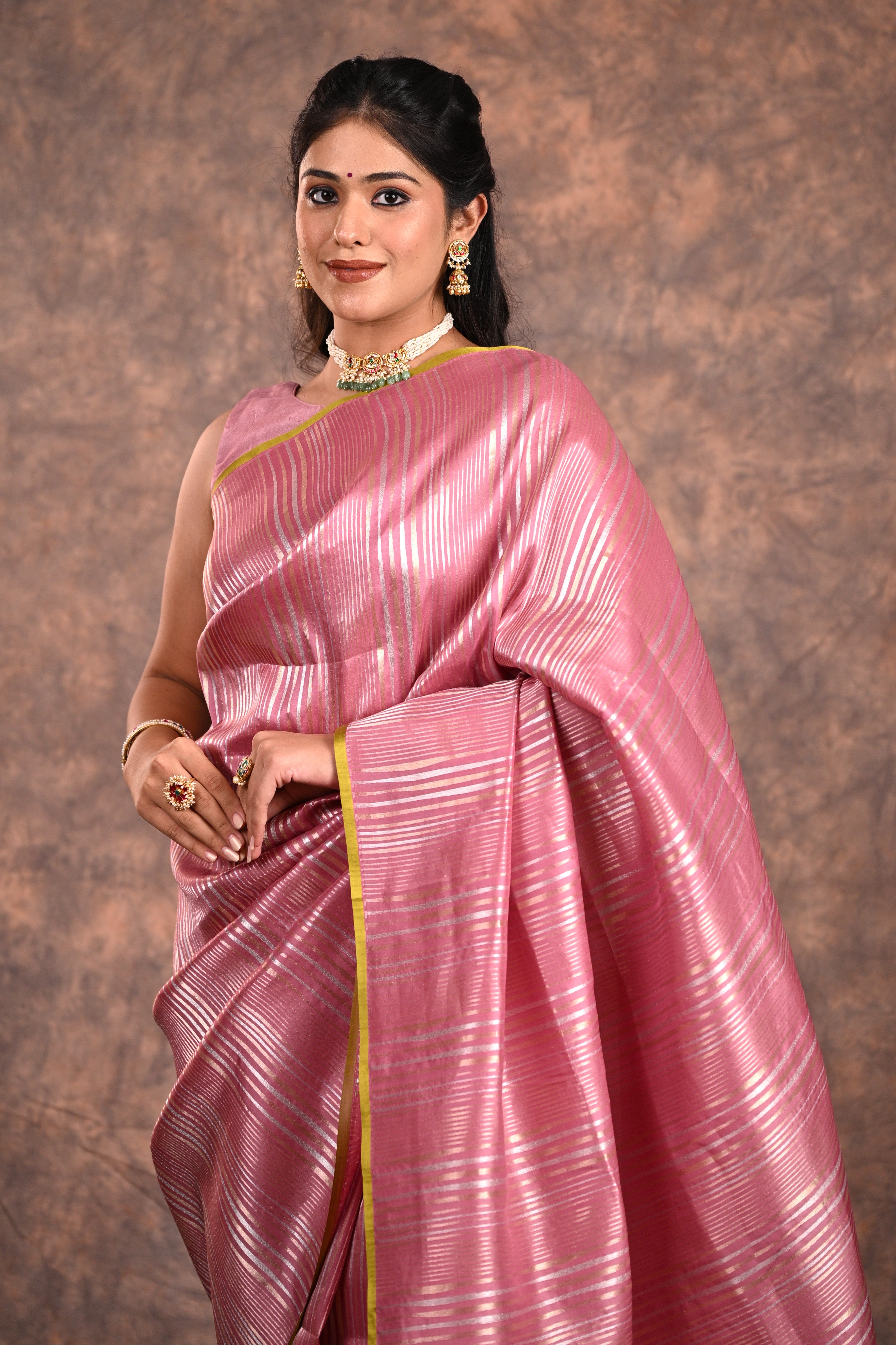 Lavender Pink Katan Silk Banarasi Saree