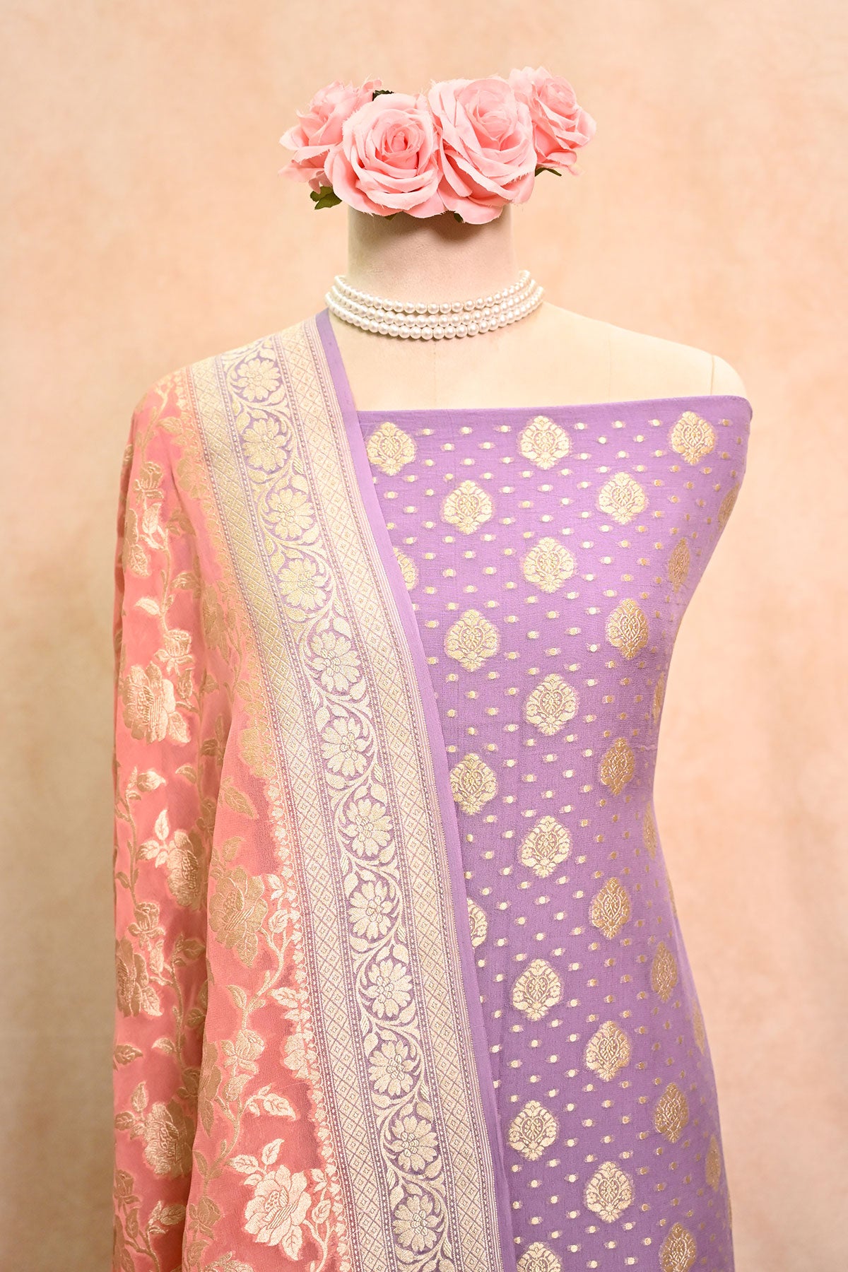 Purple Banarasi Khaddi Georgette Suit