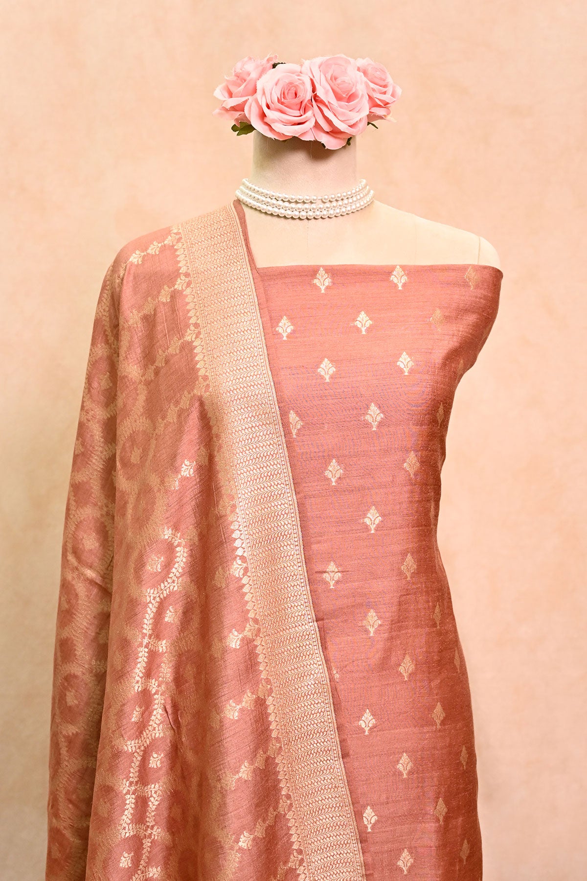 Soft brown Moonga Tussar Suit