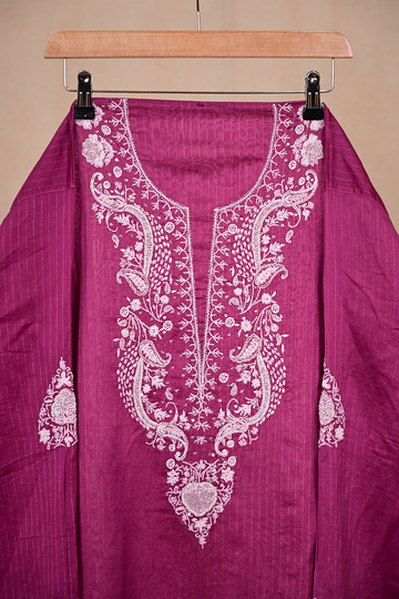 Grape Purple Chanderi Chikankari Co-ord Set