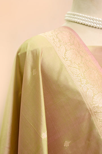 Pista Green Katan Silk Banarasi Suit