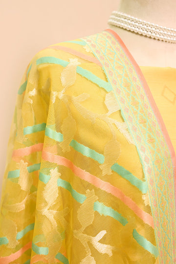Yellow Dupion Silk Banarasi Suit