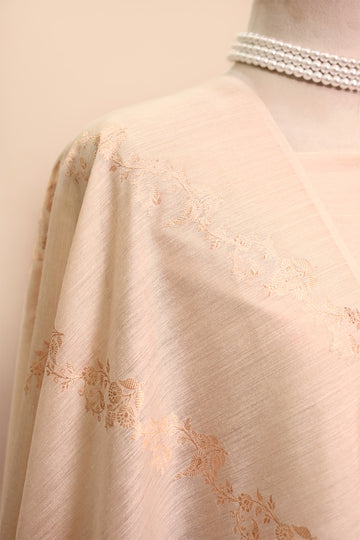 Beige Moonga Silk Banarasi Suit