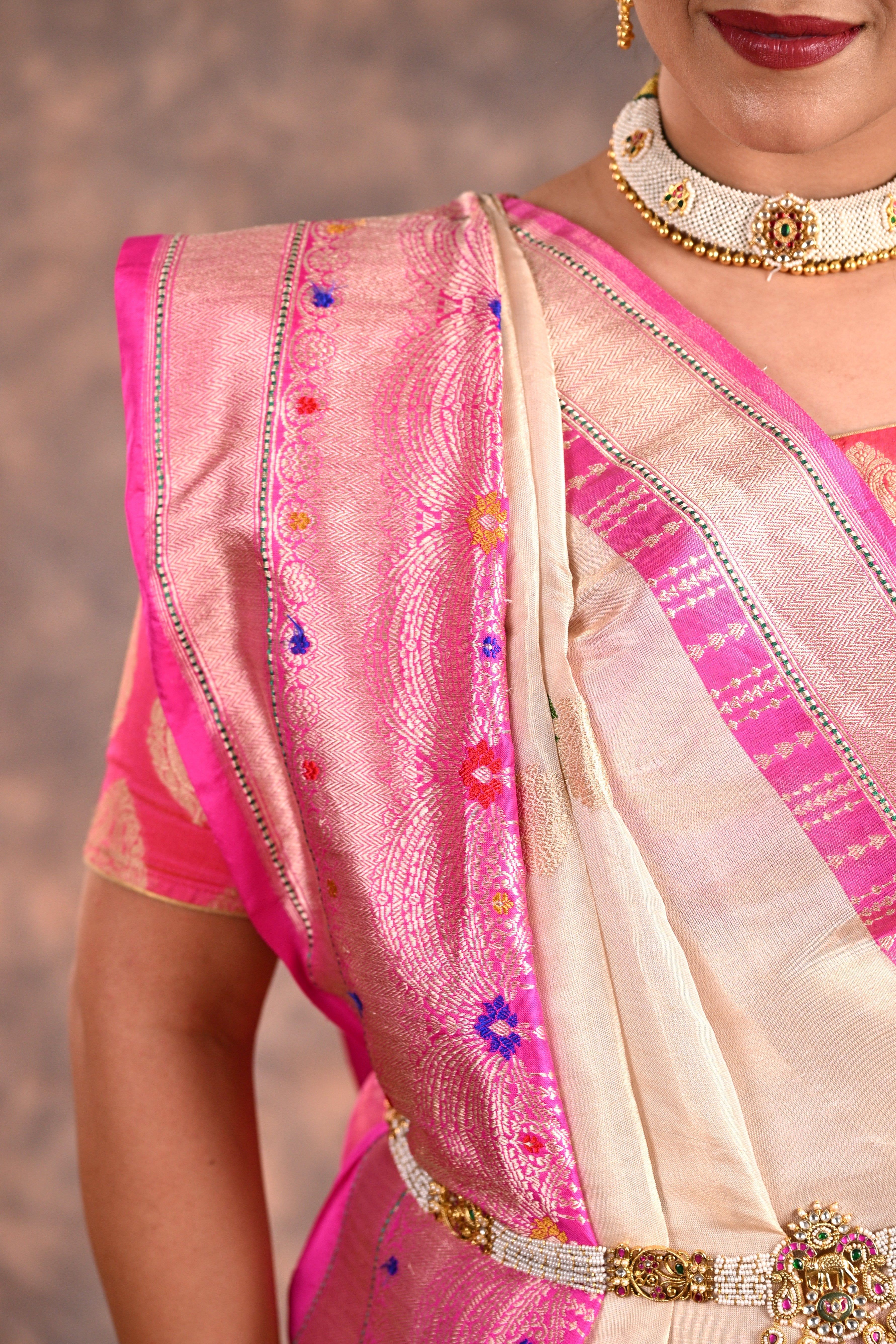 Ivory Tissue Silk Banarasi Saree