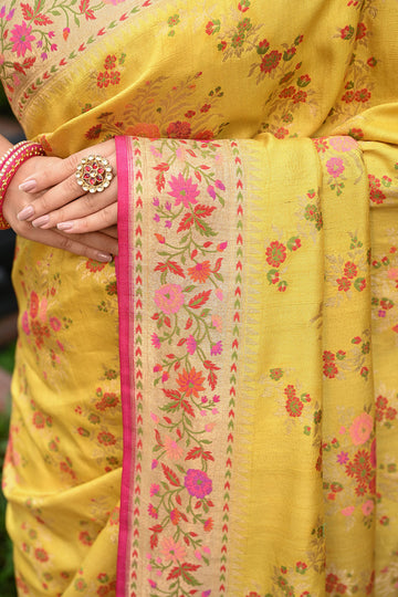 Tussar Georgette Jamdani Banarasi Saree