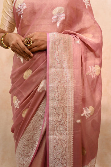 Pure Georgette Tissue Banarasi Saree with Alfi Work