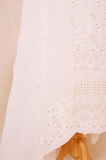 Off White Georgette Chikankari Suit