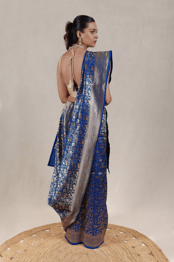 Royal Blue Katan Silk Banarasi Saree