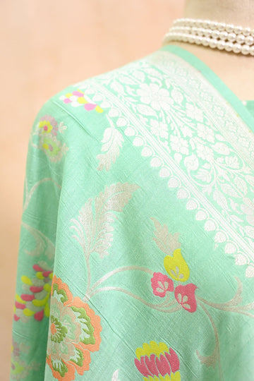 Sea Green Banarasi Moonga Tussar Suit