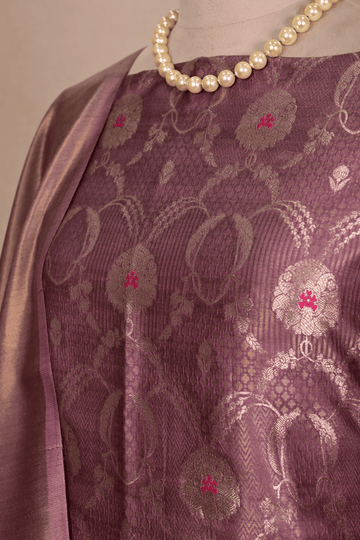 Metallic Purple Banarasi Mulberry Silk Suit