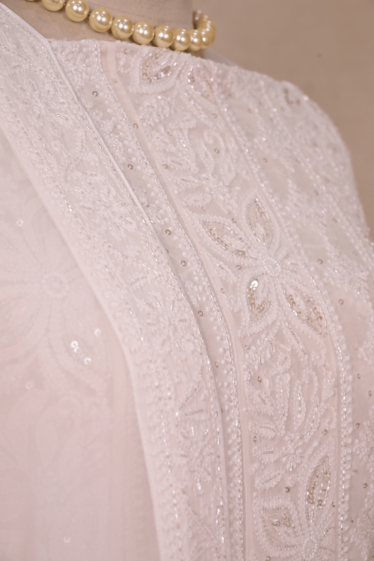 Swan White Georgette Chikankari Anarkali