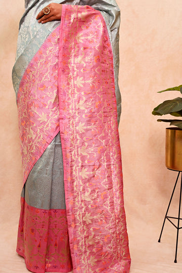 Tissue Banarasi Saree with Jamdani Tilfi Border