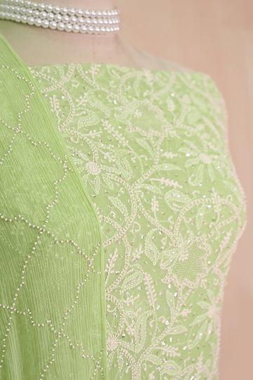 Light Green Crepe Chikankari Suit