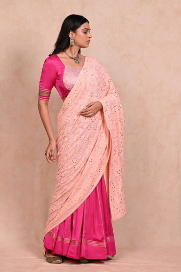 Light Pink Georgette Chikankari Dupatta