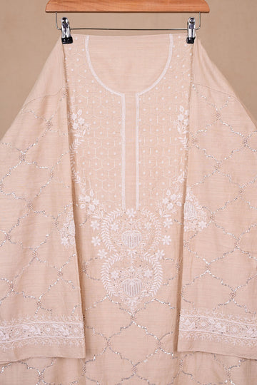 Beige Moonga Silk Chikankari Co-ord Set