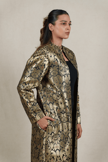 Classic Black Brocade Silk Banarasi Jacket