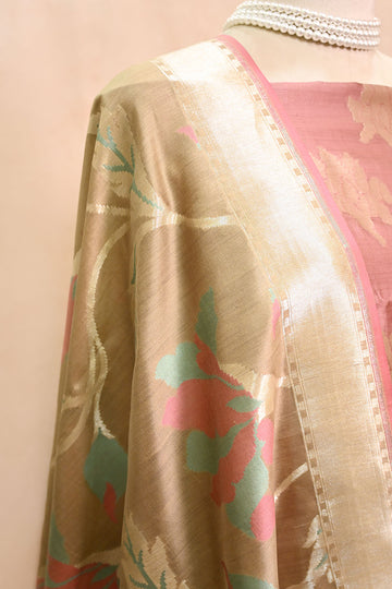 Soft brown Banarasi Dupion Silk Suit