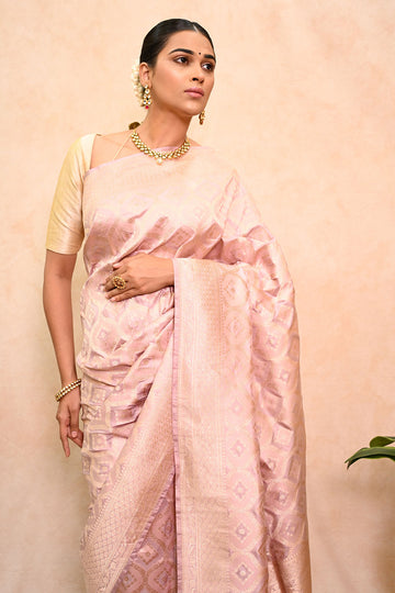 Katan Jaal Banarasi Saree with Exclusive Copper Zari & Brocade Border