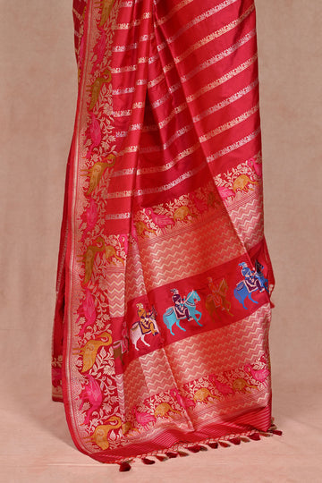 Red Banarasi Katan Silk Saree with Rupa Sona Zari