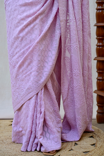 Light Purple Viscose Georgette Saree