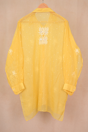 Yellow Kota Cotton Chikankari Co-ord Set