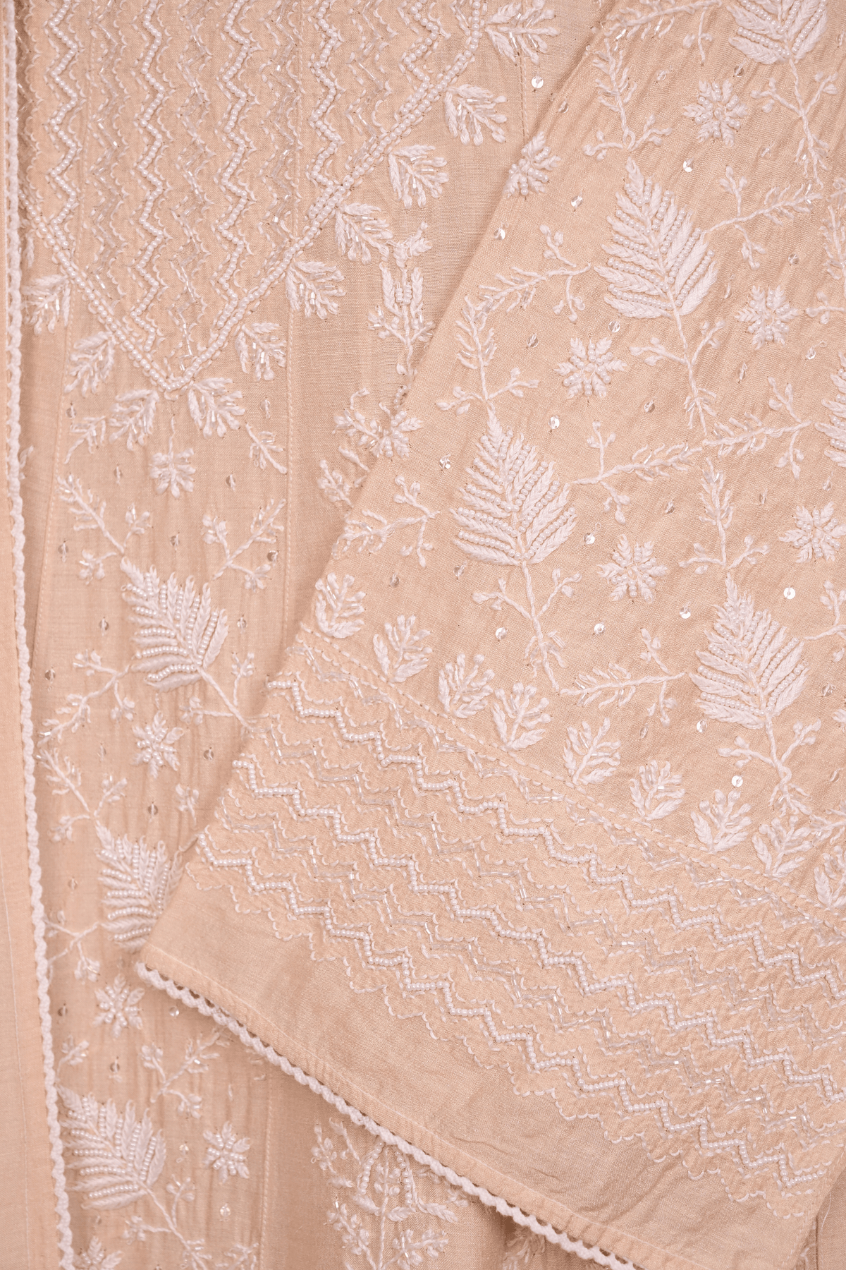 Beige Moonga Chikankari Anarkali