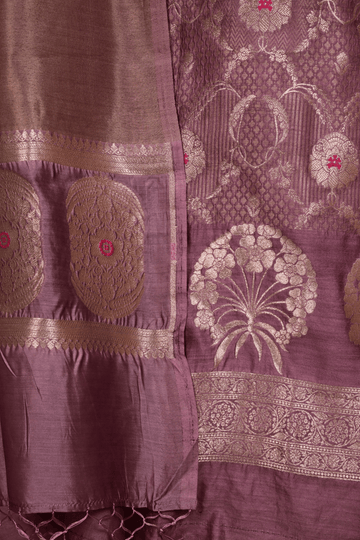 Metallic Purple Banarasi Mulberry Silk Suit