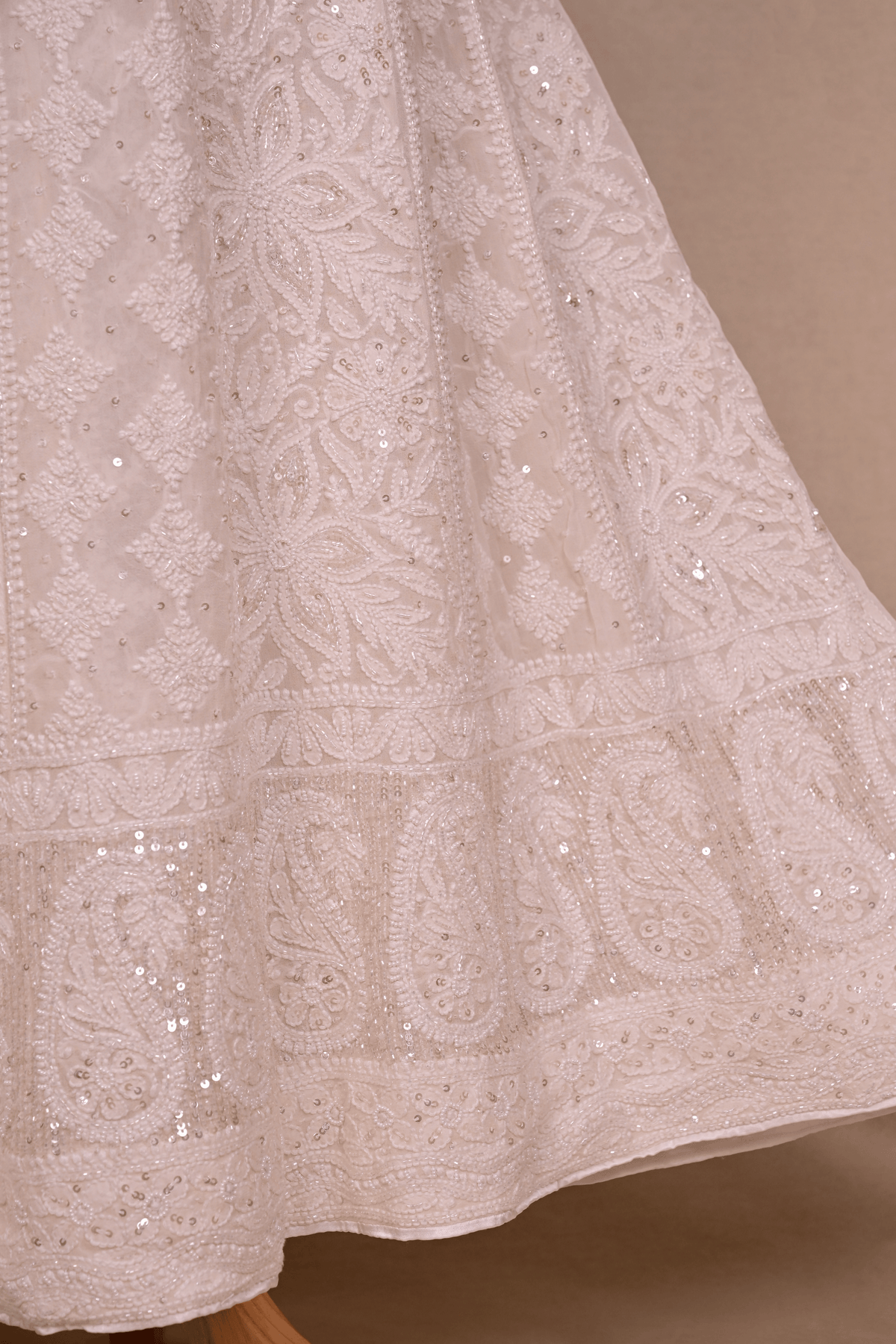 Swan White Georgette Chikankari Anarkali