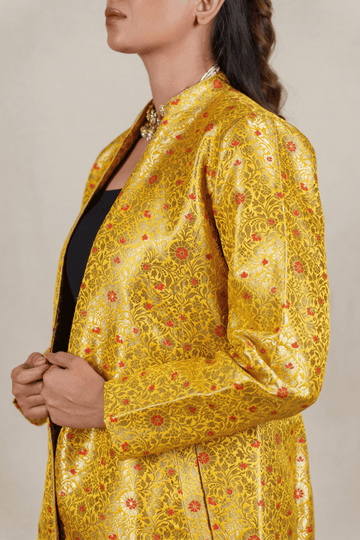 Sunshine Yellow Brocade Silk Banarasi Jacket