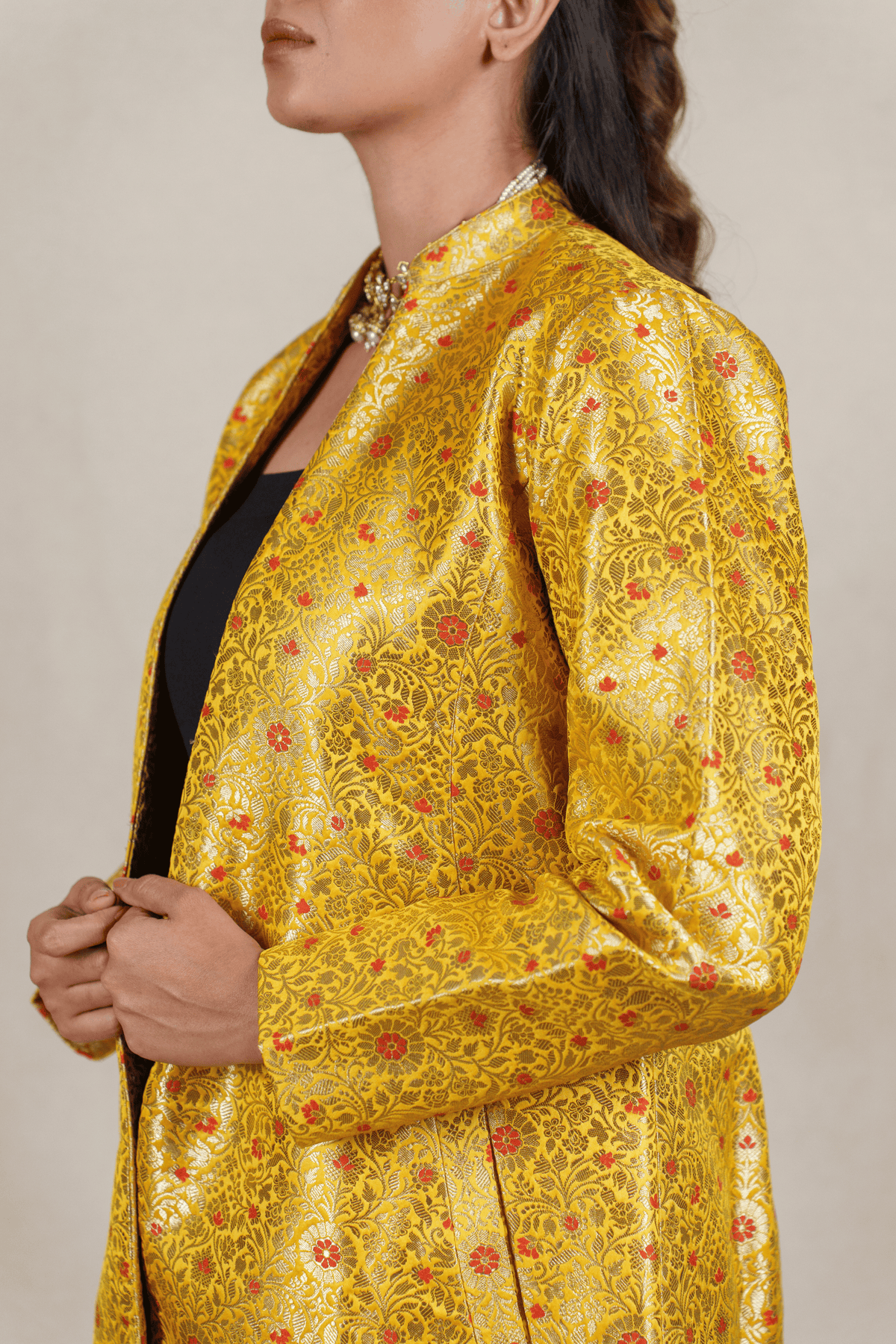 Sunshine Yellow Brocade Silk Banarasi Jacket