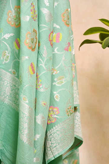 Sea Green Banarasi Moonga Tussar Suit