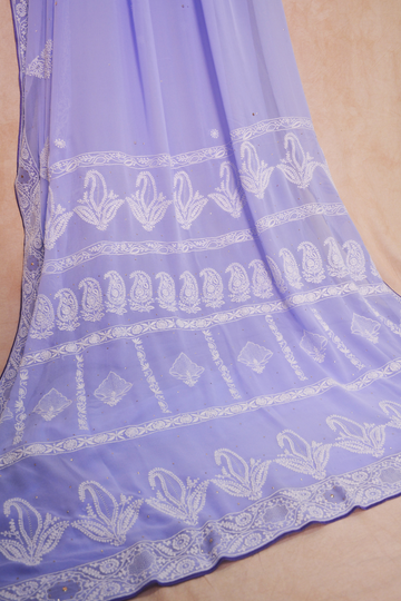 Light Purple Georgette Chikankari saree
