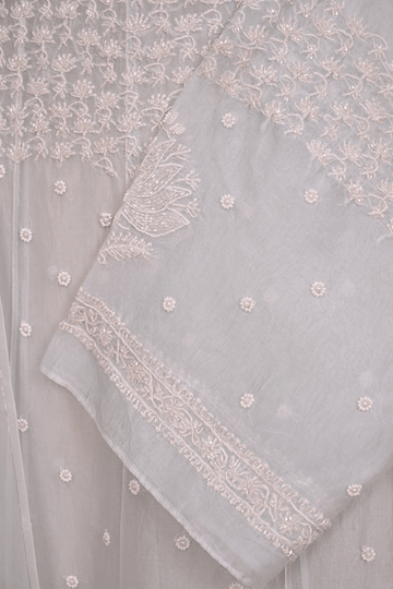Ice Blue Organza Chikankari Anarkali