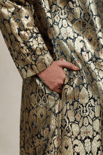 Classic Black Brocade Silk Banarasi Jacket