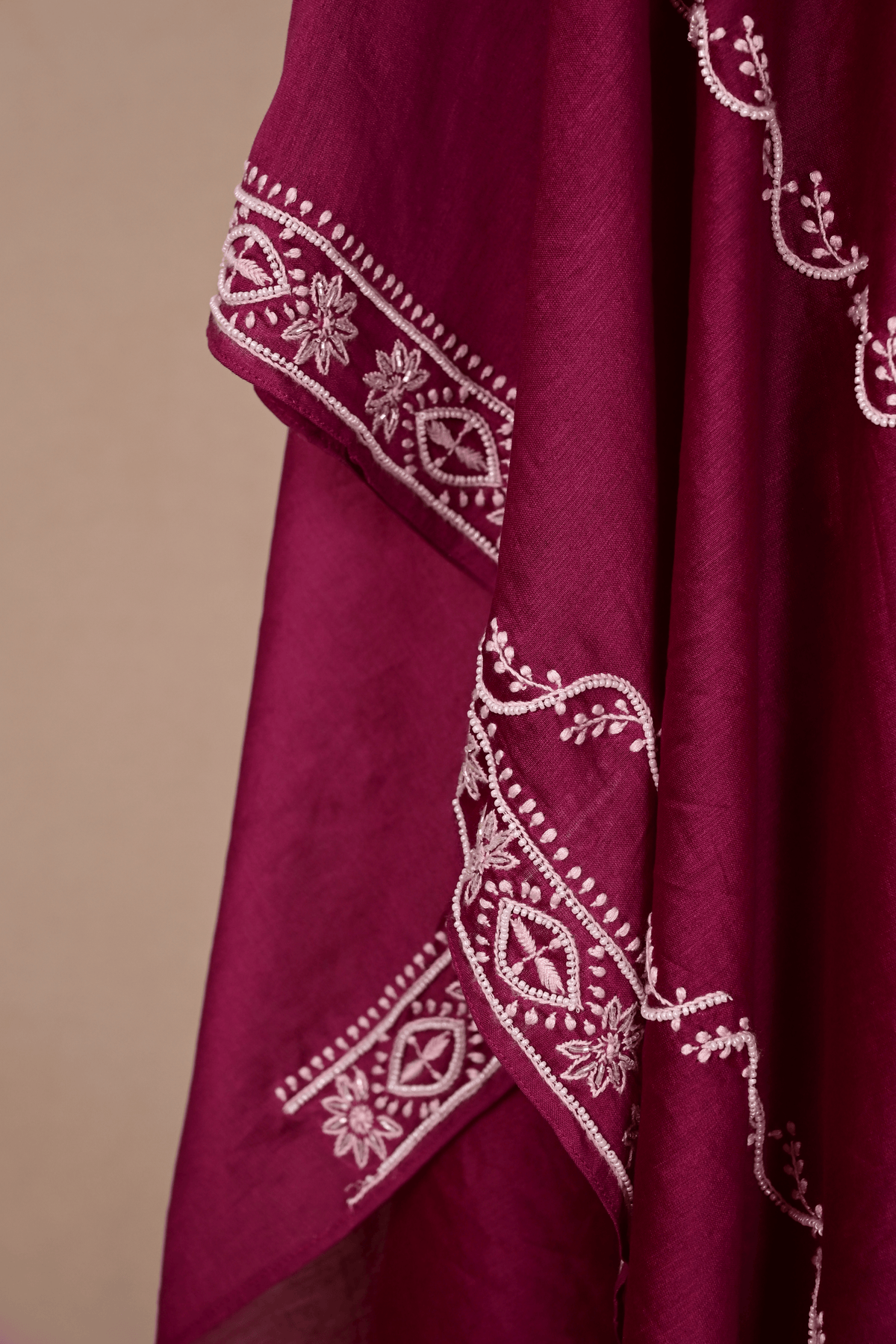 Plum Purple Banarasi Chanderi Chikankari Kaftan