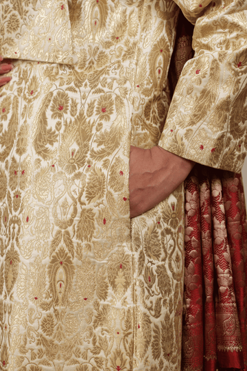 Ivory White Brocade Silk Banarasi Jacket